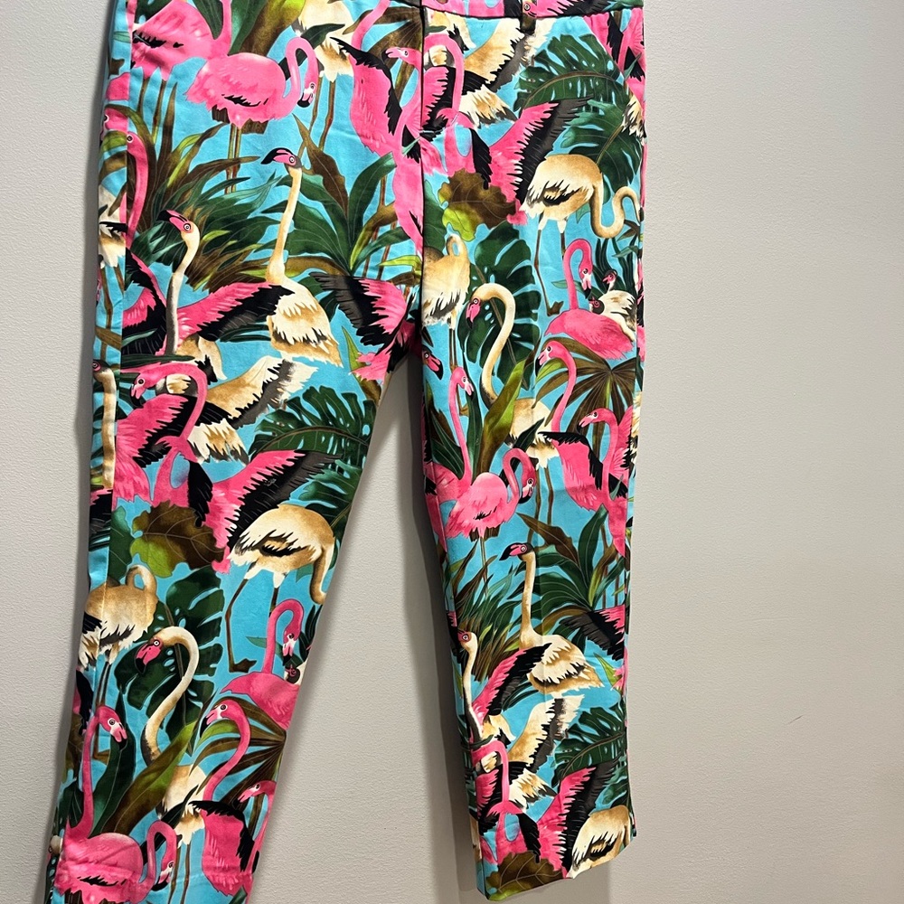 Women's Stretch‎ Loudmouth Golf Flamingo Print Capri Cropped Pants Size 4 - Picture 4 of 14